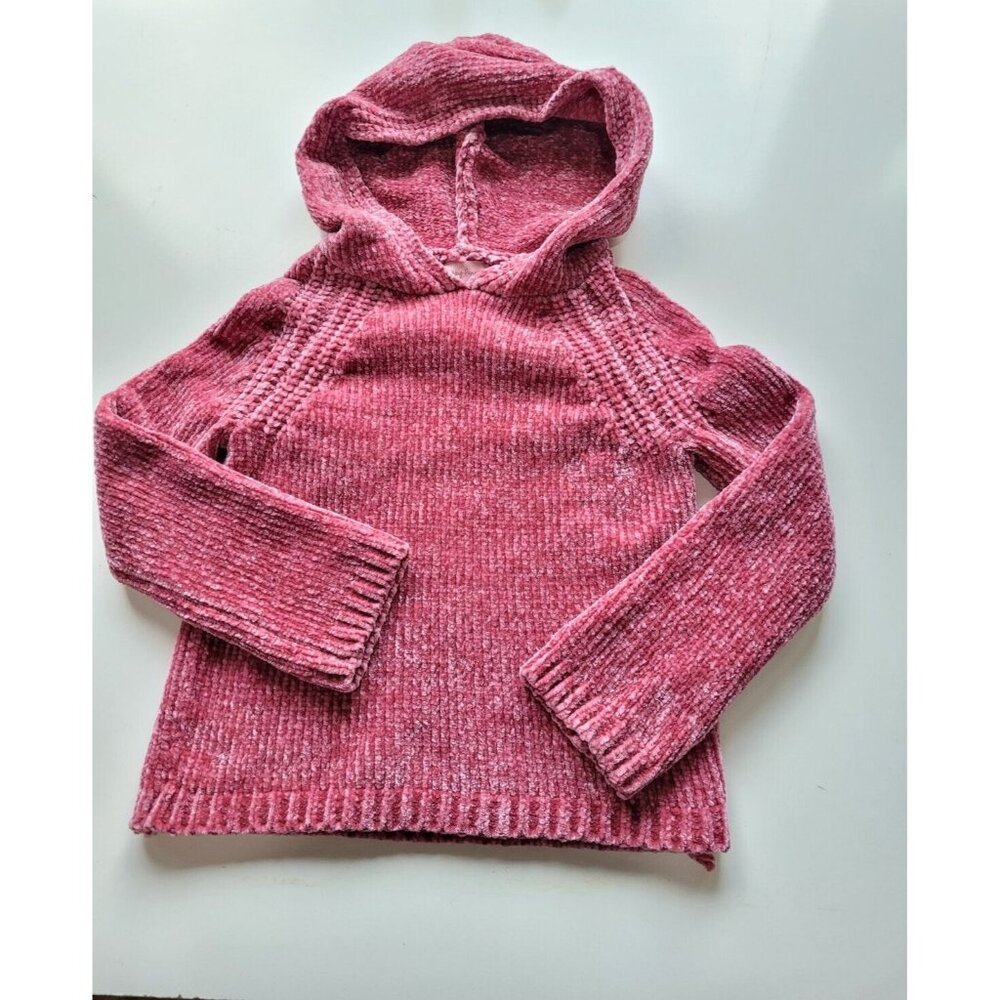 Lucky Penny Girls Chenille Hoodie Sweater Pink M/L Soft Pullover Cozy Youth Top